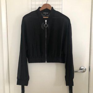 NEW Black Sheer Zip Up Jacket With Fringe details